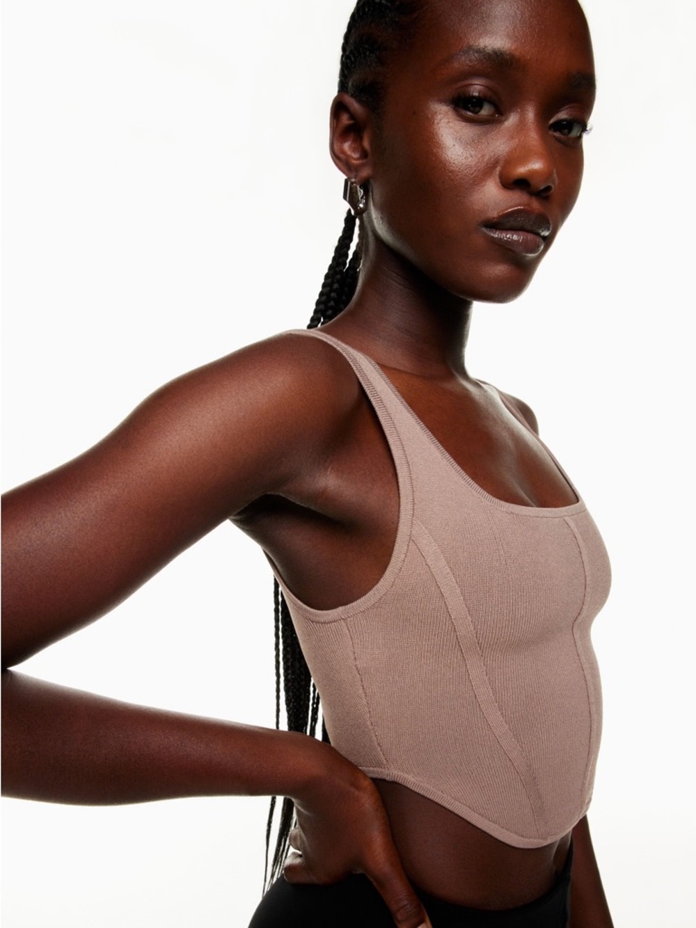 Aritzia sculpt knit bustier tank warm taupe - Picture 2 of 12